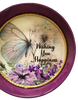 Cake Pan Round Purple WISHING YOU HAPPINESS Butterfly LOVE Wall Art Handmade Hand Painted Repurposed Upcycled Wedding Wedding Gift Idea - JAMsCraftCloset