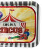 TRAY WHITE  GRAY STRIPED Plastic Rectangle Decoupaged Upcycled Repurposed Circus Theme LIFE IS A CIRCUS Wall Art Shelf Sitter Decor Wall Art Gift - JAMsCraftCloset