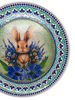PLATE PLASTIC ROUND Decoupaged Hand Painted Upcycled Repurposed Wall Art BUNNY BLUE FLORAL Home Decor Spring Easter Wall Art Gift - JAMsCraftCloset