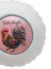 PLATE CHARGER WHITE PLASTIC ROUND Decoupaged Hand Painted Upcycled Repurposed Wall Art DATE NIGHT Home Decor Closet Wall Art Gift - JAMsCraftCloset