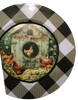 PLATE CHARGER BLACK AND WHITE PLAID PLASTIC ROUND DECOUPAGED Upcycled Repurposed Wall Art or Shelf Sitter WELCOME TO THE COOP Kitchen Decor Home Decor Wall Art Gift WEDDING - JAMsCraftCloset