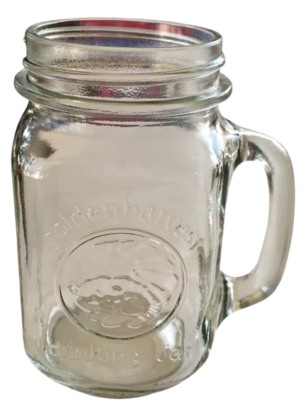 Mugs Mason Embossed One Pint Clear Glass 16 Oz. Drinking Jar Vintage Golden Harvest Unique Gift Idea SET OF 6 {{ JAMsCraftCloset }}