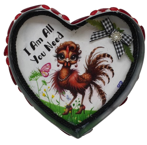 Valentine Heart-Shaped Tin Wall Art Handmade Hand Painted Love Saying - I AM ALL YOU NEED Holiday Decoration Gift Idea Crafters Delight {{ JAMsCraftCloset }}