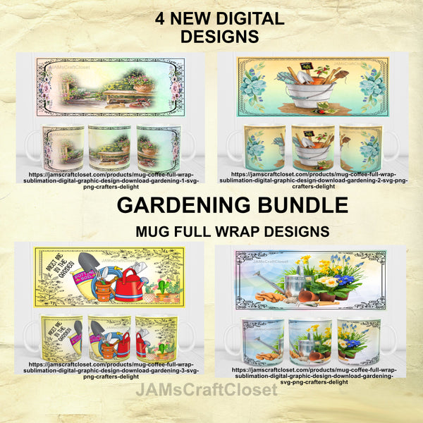 BUNDLE MUG GARDENING Graphic Design Positive Saying Kitchen Decor Downloads SVG PNG JPEG Files Sublimation Design Crafters Delight {{ JAMsCraftCloset }}
