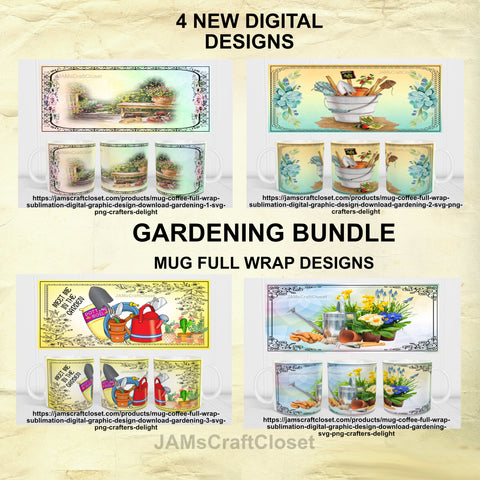 BUNDLE MUG GARDENING Graphic Design Positive Saying Kitchen Decor Downloads SVG PNG JPEG Files Sublimation Design Crafters Delight {{ JAMsCraftCloset }}