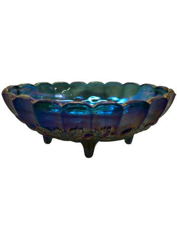 Vintage Indiana Glass Iridescent Carnival Glass Number 2211 Oval Garland Footed Bowl - Collectible - Home Decor - Gift for the Vintage Collector - Kitchen and Dining Decor {{ JAMsCraftCloset }}