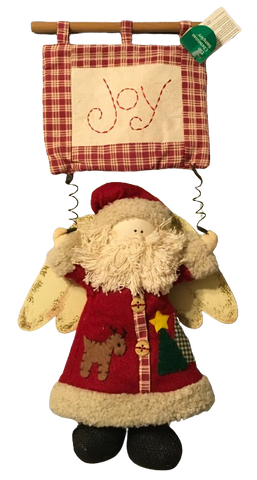 Santa Angel Quilted Folk Art Vintage With JOY Banner Primitive Country Wall Art Holiday Christmas Decor Gift Idea Collectible {{ JAMsCraftCloset }}