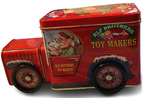Tin Vintage Tin Box Company Design Elf Brothers Toy Makers Delivery Train Truck Collectible Gift Idea {{ JAMsCraftCloset }}
