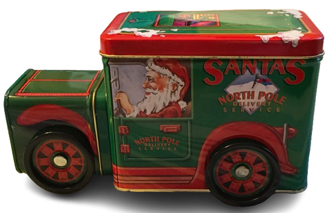 Tin Vintage Tin Box Company Design Santas North Pole Delivery Service Train Truck Collectible Gift Idea {{ JAMsCraftCloset }}