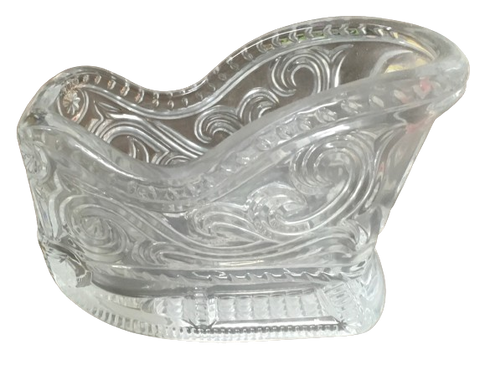 Shelf Sitters GLASS SLEIGH Vintage Holiday Decoration Christmas Decor Gift Idea 24% Lead Crystal Made in USA {{ JAMsCraftCloset }}