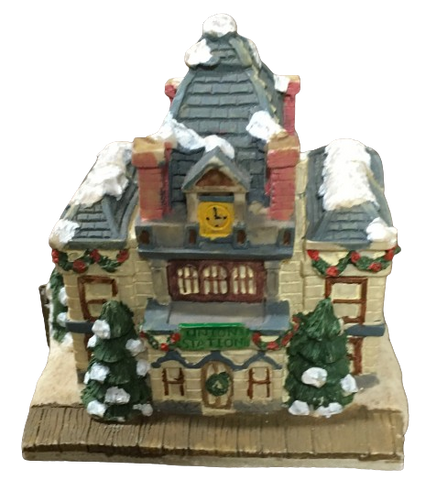 Shelf Sitters HOLIDAY HOUSE THAT OPENS TO SHOW THE INSIDE Vintage Holiday Decoration Christmas Decor Gift Idea Heavy Resin China {{ JAMsCraftCloset }}