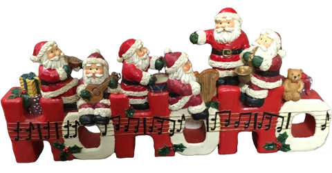 Shelf Sitters SANTAS SITTING ON HO HO HO PLAYING INSTRUMENTS Ceramic Vintage Holiday Decoration Christmas Decor Gift Idea Discontinued {{ JAMsCraftCloset }}