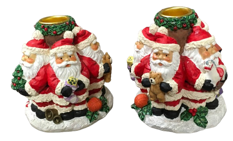 Shelf Sitters SANTA CANDLESTICK HOLDERS Set of 2 Ceramic Vintage Holiday Decoration Christmas Decor Gift Idea {{ JAMsCraftCloset }}