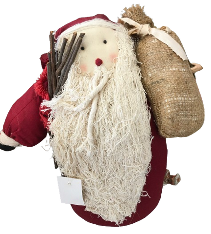 Primitive Santa Stuffed Sandbag Bottom Stuffed Fabric Vintage Holiday Decoration Christmas Decor Gift Idea {{ JAMsCraftCloset }}