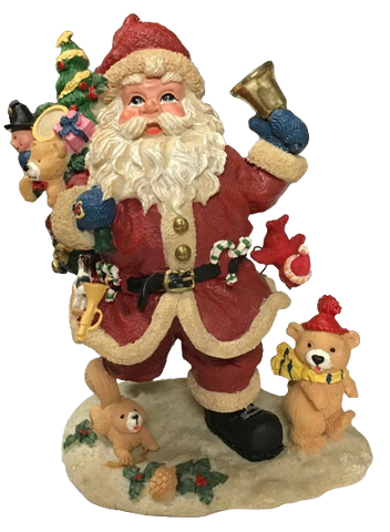 Shelf Sitters SANTA RINGING BELL Resin Vintage Holiday Decoration Christmas Decor Gift Idea Discontinued {{ JAMsCraftCloset }}