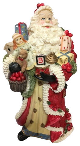 Shelf Sitters OLD WORLD SANTA HOLDING TOYS Resin Vintage Holiday Decoration Christmas Decor Gift Idea Discontinued {{ JAMsCraftCloset }}