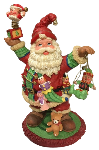 Shelf Sitters SANTA DANCING WITH TOYS Resin Vintage Holiday Decoration Christmas Decor Gift Idea Discontinued {{ JAMsCraftCloset }}