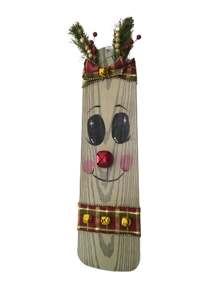 FAN BLADE Wall Art RUDOLPH THE RED BELL REINDEER Upcycled Repurposed Ceiling Fan Blade Wall Art Hand Painted Christmas Holiday Decor Handmade Home Decor Unique Gift {{ JAMsCraftCloset }}