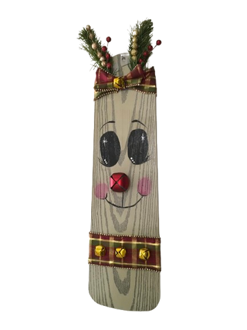 FAN BLADE Wall Art RUDOLPH THE RED BELL REINDEER Upcycled Repurposed Ceiling Fan Blade Wall Art Hand Painted Christmas Holiday Decor Handmade Home Decor Unique Gift {{ JAMsCraftCloset }}