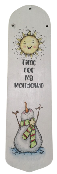 FAN BLADE Wall Art TIME FOR MY MELTDOWN Pen and Ink Oil Paints Upcycled Repurposed Ceiling Fan Blade Wall Art Hand Painted Chalkboard on Back Positive Saying Decor Handmade Home Decor Unique Gift {{ JAMsCraftCloset }}