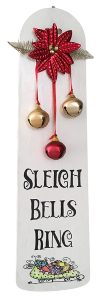 FAN BLADE Wall Art SLEIGH BELLS RING Upcycled Repurposed Ceiling Fan Blade Wall Art Hand Painted Oil Paint and Ink Christmas Holiday Decor Handmade Home Decor Unique Gift {{ JAMsCraftCloset }}