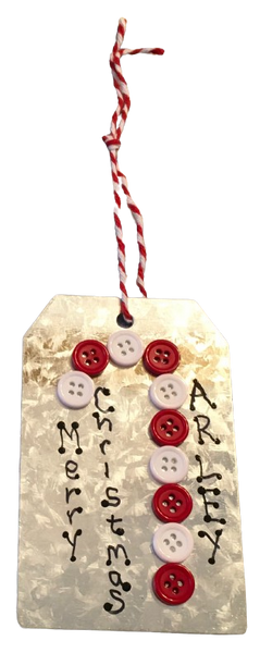 CANDY CANE BUTTON ORNAMENTS Galvanized Tin Metal Christmas Tree Ornament Gift Handmade Holiday Decor Unique Personalized Ornament Stocking Stuffer {{ JAMsCraftCloset }}
