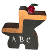School Desk Wooden Hand Painted Homemade Shelf Sitter Teacher Gift ABC Apple Desk Accessory {{ JAMsCraftCloset }}
