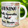 MUG Coffee Full Wrap Sublimation Funny Digital Graphic Design Download WARNING - MOUTH OPERATES FASTER THAN BRAIN SVG-PNG Crafters Delight {{ JAMsCraftCloset }}