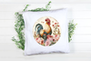ROUND Digital Graphic Design ROOSTER WITH PINK ROSES Sublimation PNG SVG Lake House Sign Farmhouse Country Home Cabin KITCHEN Wall Art Decor Wreath Design Gift Crafters Delight HAPPY CRAFTING {{ JAMsCraftCloset }}