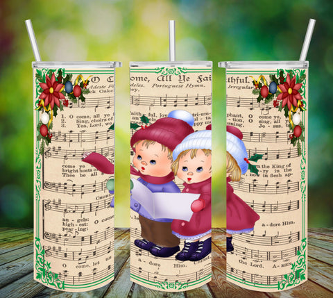 TUMBLER Full Wrap Sublimation Digital Graphic Design Hymnal Sheet Music Faith Bible Download O COME ALL YE FAITHFUL SVG-PNG Home Decor Gift Crafters Delight {{ JAMsCraftCloset }}
