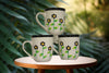 Cups Mugs Coffee Hand Painted White With Black Dot Daisies Set of 2 BUY 2 Get 1 FREE {{ JAMsCraftCloset }}