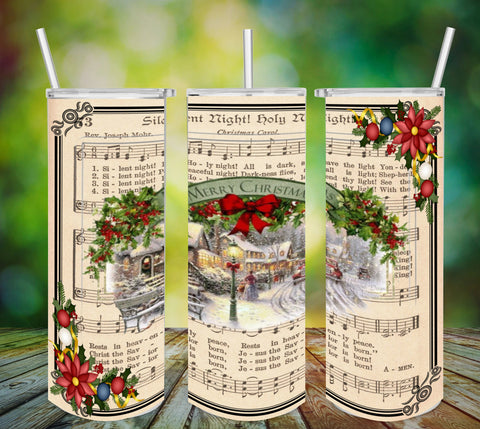TUMBLER Full Wrap Sublimation Digital Graphic Design Download SILENT NIGHT HOLY NIGHT SVG-PNG Faith Christmas Holiday Decor Gift Crafters Delight {{ JAMsCraftCloset }}
