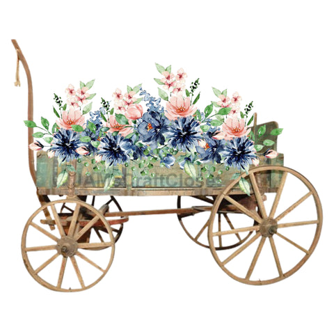DIGITAL GRAPHIC DESIGN-Country-Floral-Vintage WAGON 8 Pink Blue Floral-Sublimation-Download-Digital Print-Clipart-PNG-SVG-JPEG-Crafters Delight-Digital Art- JAMsCraftCloset