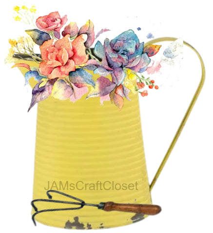 DIGITAL GRAPHIC DESIGN-Country-Vintage WATERING CAN YELLOW-Sublimation-Download-Digital Print-Clipart-PNG-SVG-JPEG-Crafters Delight-Kitchen Decor-Gift-Digital Art {{ JAMsCraftCloset }}