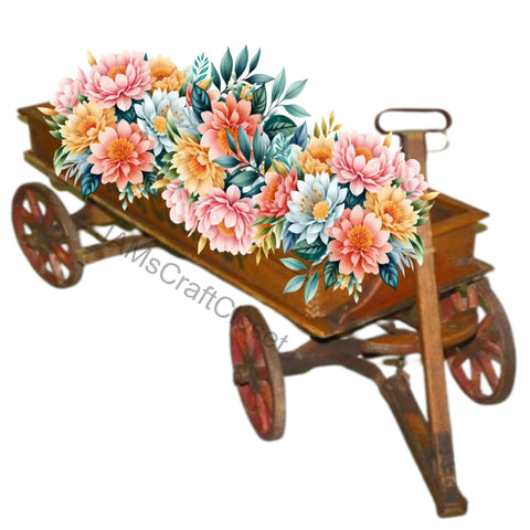 DIGITAL GRAPHIC DESIGN-Country-Floral- Vintage Wagon 1 Pink Blue Yellow Floral-Sublimation-Download-Digital Print-Clipart-PNG-SVG-JPEG-Crafters Delight-Digital Art- JAMsCraftCloset