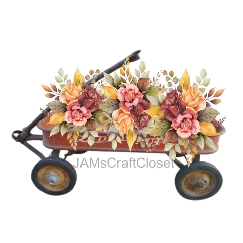 DIGITAL GRAPHIC DESIGN-Country-Floral- Vintage Wagon 2 Pink Burgundy Yellow Floral-Sublimation-Download-Digital Print-Clipart-PNG-SVG-JPEG-Crafters Delight-Digital Art {{ JAMsCraftCloset }}