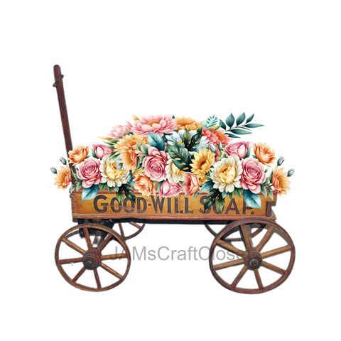 DIGITAL GRAPHIC DESIGN-Country-Floral-Vintage Wagon 3 Goodwill Soap Spring Floral-Sublimation-Download-Digital Print-Clipart-PNG-SVG-JPEG-Crafters Delight-Digital Art {{ JAMsCraftCloset }}