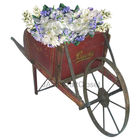 DIGITAL GRAPHIC DESIGN-Country-Floral-Vintage Wheelbarrow 5 White Purple Floral-Sublimation-Download-Digital Print-Clipart-PNG-SVG-JPEG-Crafters Delight-Digital Art {{ JAMsCraftCloset }}