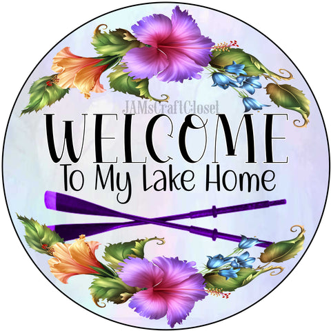 ROUND Digital Graphic Design WELCOME TO MY LAKE HOME Sublimation PNG SVG Door Sign Wall Art Wreath Design Entrance Design Crafters Delight HAPPY CRAFTING - Digital Graphic Design - JAMsCraftCloset
