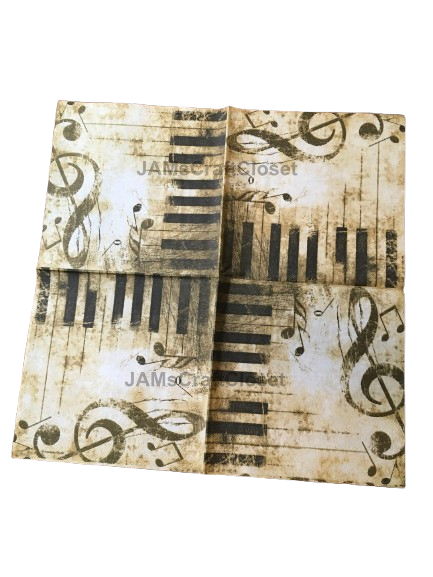 NAPKIN 16 PIANO KEYS Decoupage Craft Supplies Paper Crafts Card Making Journaling Mixed Medium Crafters Delight - JAMsCraftCloset