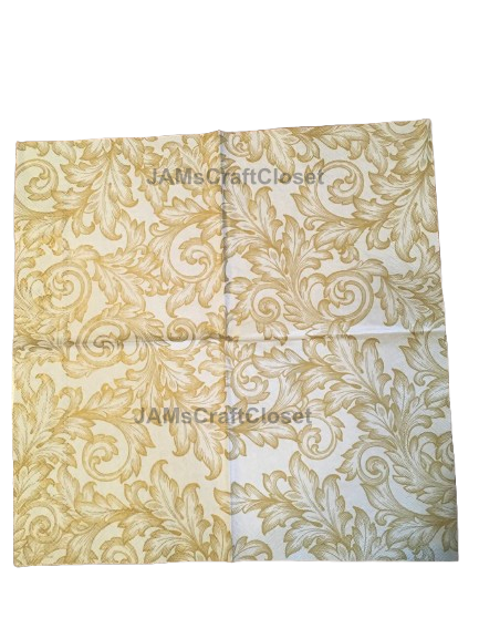 NAPKIN 18 GOLD PAISLEY Decoupage Craft Supplies Paper Crafts Card Making Journaling Mixed Medium Crafters Delight - JAMsCraftCloset