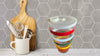 RARE Vintage Large Libby's Rainbow Striped Glass With Plastic Lid Bar Mixer Retro 28 Oz Collectible {{ JAMsCraftCloset }}