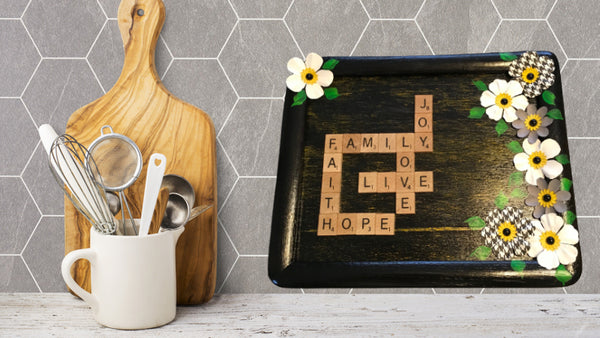 Wall Art Handmade Scrabble Pieces JOY FAMILY LOVE LIVE FAITH HOPE Home Decor Gift Idea {{ JAMsCraftCloset }}