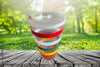 RARE Vintage Large Libby's Rainbow Striped Glass With Plastic Lid Bar Mixer Retro 28 Oz Collectible {{ JAMsCraftCloset }}