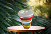 RARE Vintage Large Libby's Rainbow Striped Glass With Plastic Lid Bar Mixer Retro 28 Oz Collectible {{ JAMsCraftCloset }}
