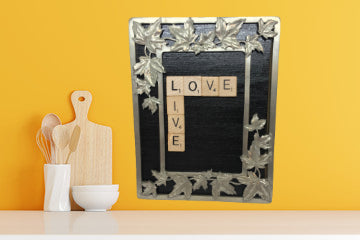 Wall Art Handmade Silver Metal Frame Scrabble Pieces LOVE LIVE Home Decor Gift Idea {{ JAMsCraftCloset }}