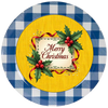 ROUND Digital Graphic Design  Merry Christmas Holly Berries Yellow Background - CHRISTMAS DESIGN PNG-JPEG-PDF-SVG-Decoupage-Sublimation Design Graphic Country Farmhouse Home Decor HOLIDAY Decor Gift Crafters Delight - JAMsCraftCloset