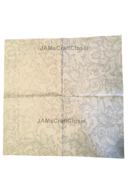 NAPKIN 20 SILVER PAISLEY Decoupage Craft Supplies Paper Crafts Card Making Journaling Mixed Medium Crafters Delight - JAMsCraftCloset