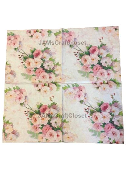 NAPKIN 25 PINK ROSES 2 Decoupage Craft Supplies Paper Crafts Card Making Journaling Mixed Medium Crafters Delight - JAMsCraftCloset