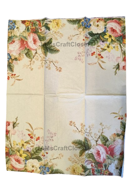 NAPKIN 28 PINK AND WHITE ROSES Decoupage Craft Supplies Paper Crafts Card Making Journaling Mixed Medium Crafters Delight - JAMsCraftCloset